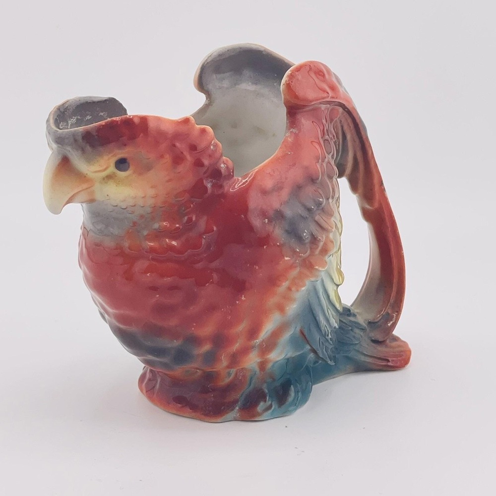 Antique‎ Royal Bayreuth Porcelain Figural Parrot Creamer Cream Jug Pitcher